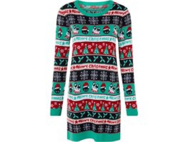 ESMARA® Robe tricotée pour femmes au design de Noël (Turquoise, S(34/36))