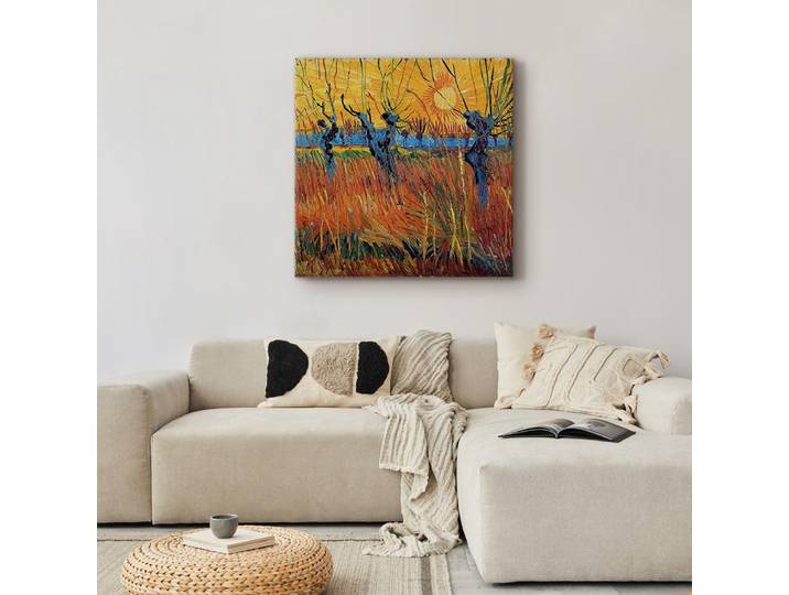 Toile Saules au coucher du soleil Feutre Doré/Doré 40 x 40cm