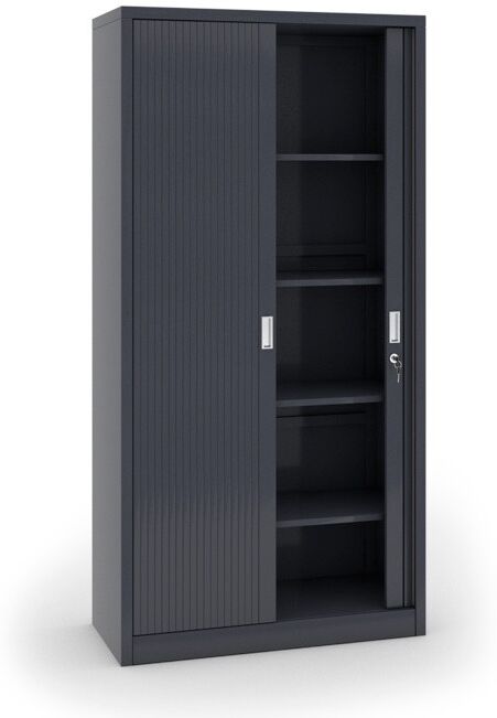 B2B Partner Metallschrank, Rollladenschrank, 1990x1000x450 mm, dunkelgrau