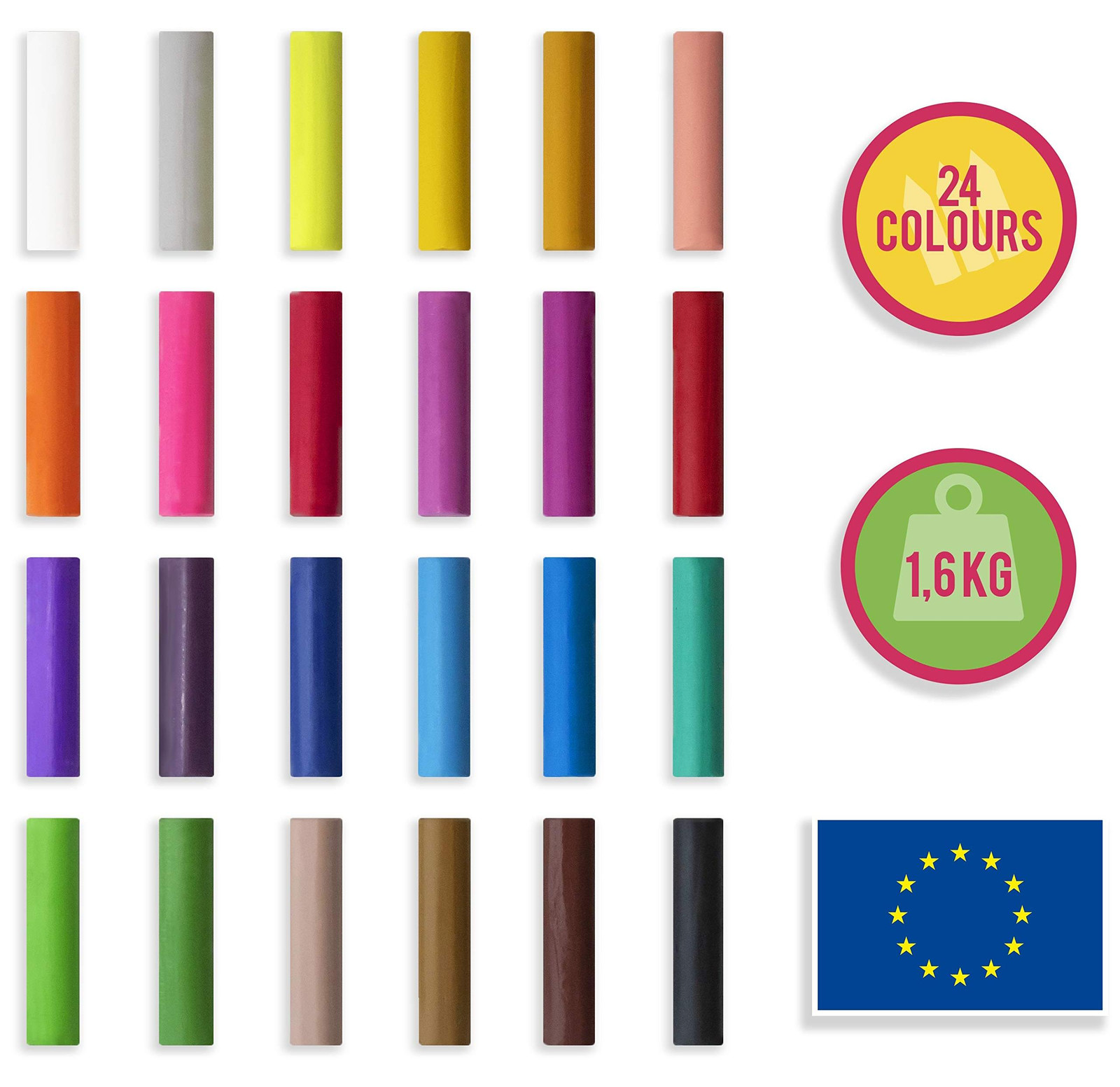 Creative Deco Boetseerklei voor Kinderen, 24 Kleuren, 1600g
