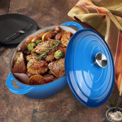 Abrihome Modern Oval Cast Iron 4.5 Qt Dutch Oven for Dining Kitchen