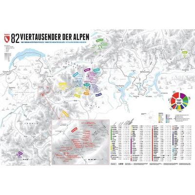 82 Viertausender der Alpen, Karte von Stefan Spiegel,Lana Bragin, Marmota Maps GmbH, 978-3-946719-54-0