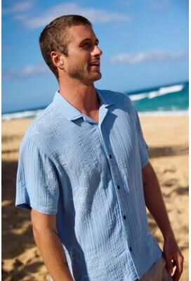 O'Neill s Pipeline Rodeo Monstera Shirt in Blue Glass, Size XL