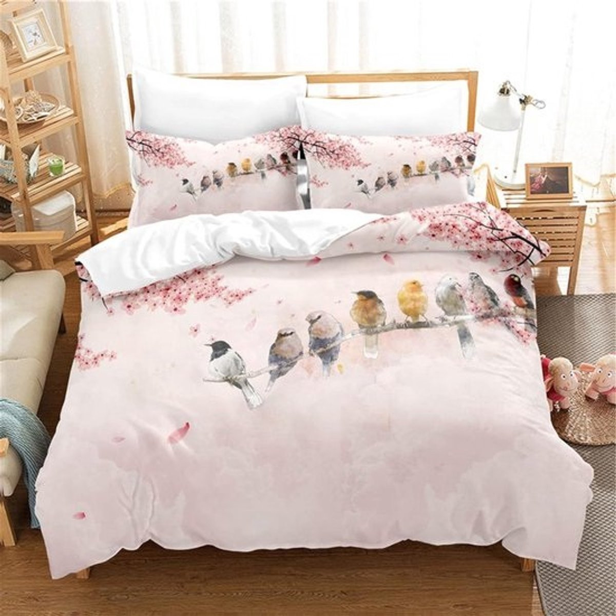Roze dekbedovertrek set met slopen, 140x200 cm