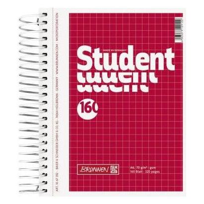 Brunnen Collegeblock Student DIN A6 kariert 70g/m² Karton rot 160 Bl. (A6, Kariert) (1067392)