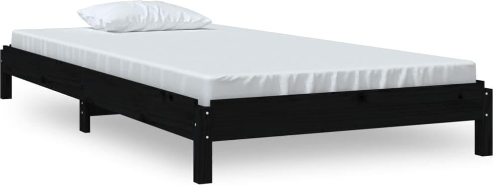 vidaXL Stapelbed voor kinderen, zwart, massief grenenhout