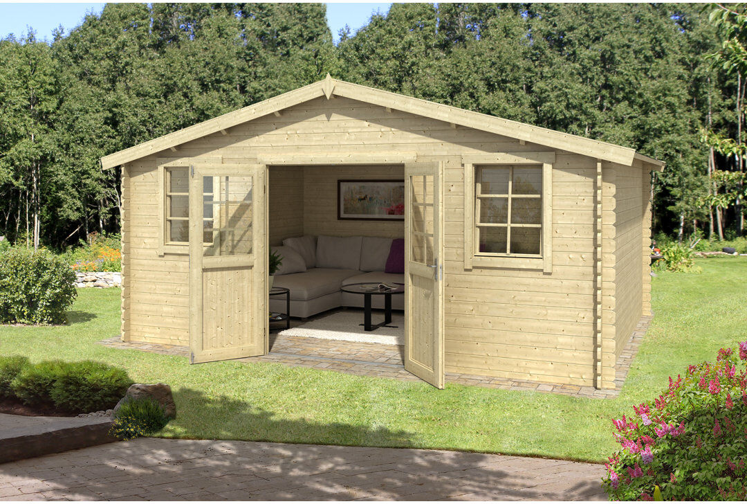 Lasita Maja Lasita Udo 380 - 16 x 12.5 Ft. Apex Roof Summerhouse With Single Glazing (28mm)