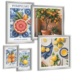 BILDER SET 5er Set - 50x50 cm & 20x30 cm & 40x60 cm Silberner Rahmen - Stilvolle Grafik, Ballerina-Architektur