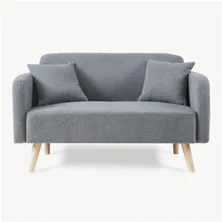 En.Casa, Sofa + Bettsofa, 2-Sitzer Sofa Midt 132x70x81 cm Bouclé Grau (2-Sitzer)