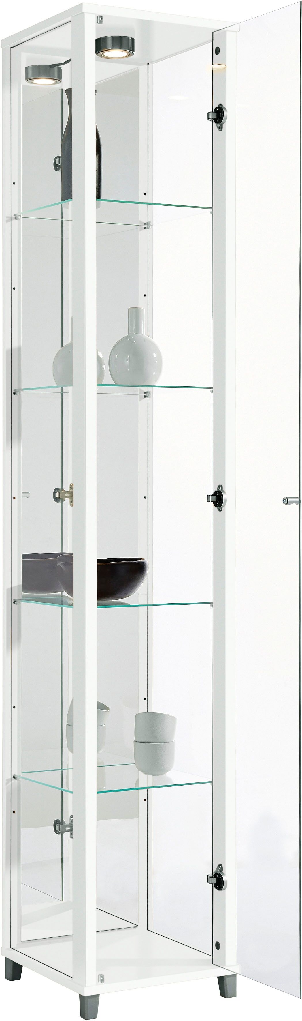 Vitrine FIF MÖBEL "OPTIMA", weiß, Holzwerkstoff, Sicherheitsglas ESG, Schränke, Vitrine, Standvitrine/Glasvitrine 1x Glastür,perfekt für Sammler,Sammlervitrine