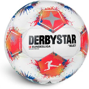 Derbystar Fußball Bundesliga Brillant Replica v25 FIFA Basic, Größe 5, 430 Gramm, weiß/rot/blau, Trainingsball