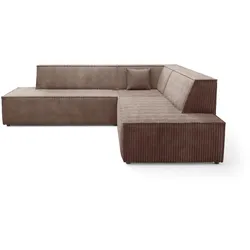 ECKSOFA TESSO II R-S Braun Kordstoff mit Schlaffunktion