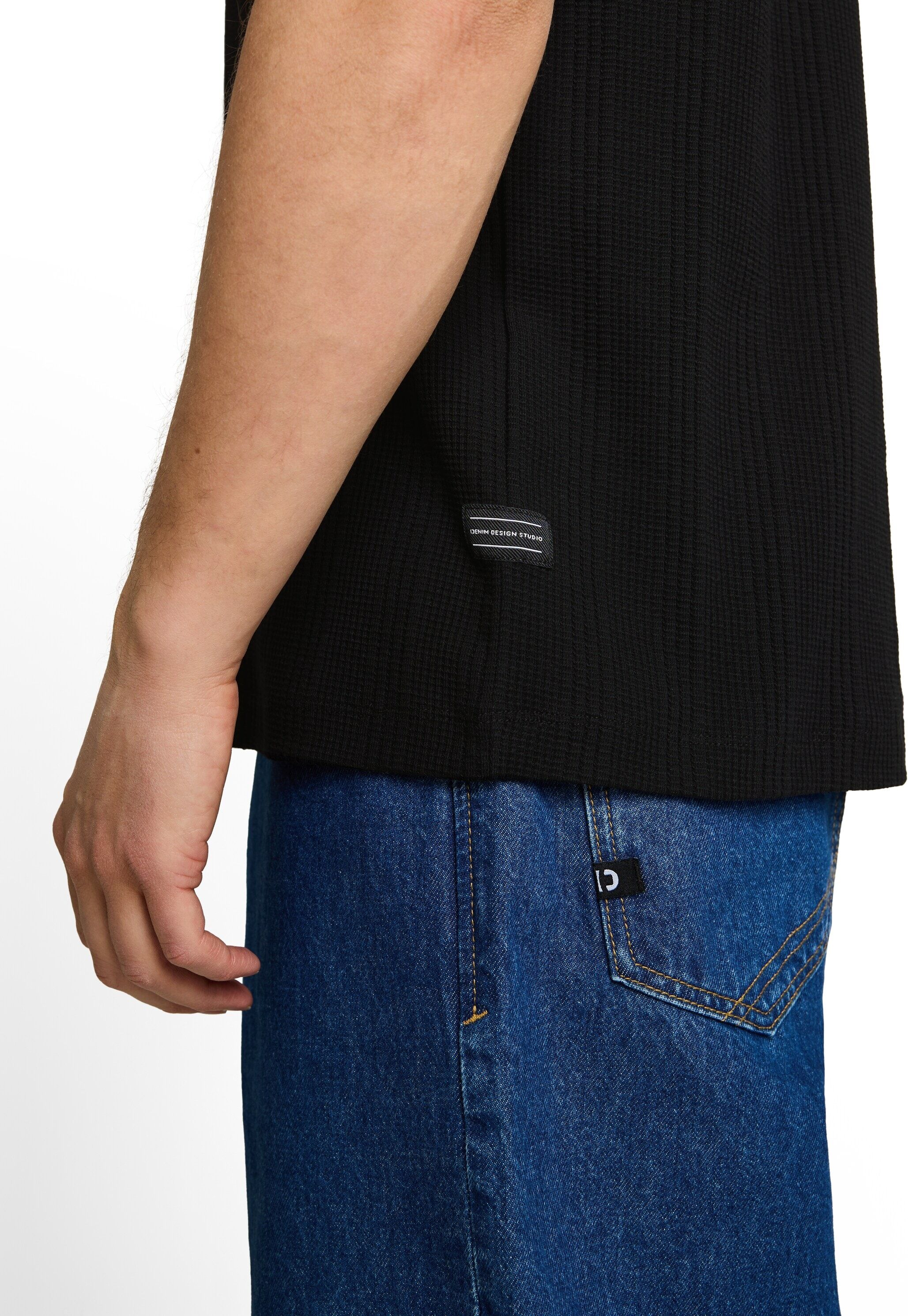 Rundhalsshirt TOM TAILOR DENIM, Herren, Gr. L, schwarz, Single Jersey, Obermaterial: 100% Baumwolle, Rundhals, Shirts Rundhalsshirt schwarz L
