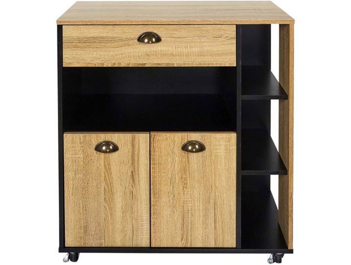 Desserte - Home Deco Factory - Chef - Rangement - Déplaçable - Marron Et Noir