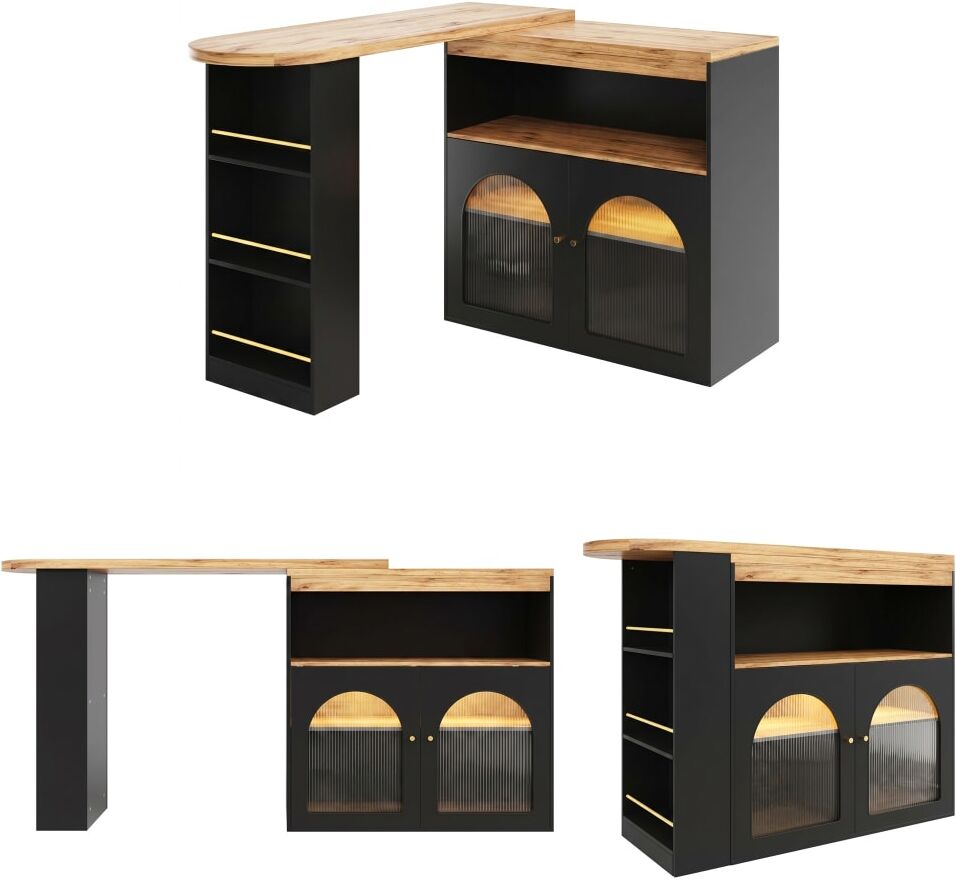 Urban Meuble Buffet de Jardin en Bois et Métal Noir Noir 138x105x39cm