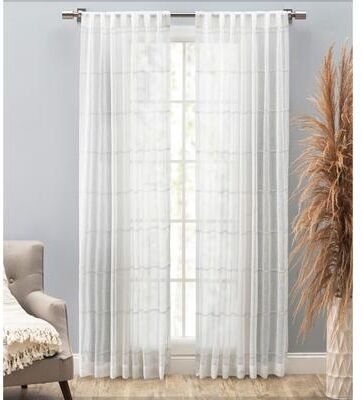 Ricardo Horizon Stripe Premium Sheer Rod Pocket W Back Tab Curtain Panel
