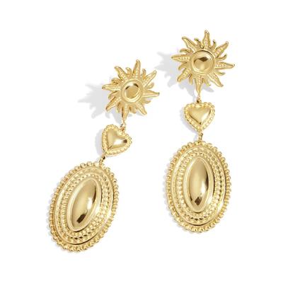 Paar Ohrhänger ADELIA´S "Ohrringe Ohrhänger mit Sonnen- und Herzmotiv aus Edelstahl", Damen, Gr. Damen, Edelstahl, gold (goldfarben), Ohrringe, Modeschmuck, stylisch mit Sonnen- und Herzmotiv