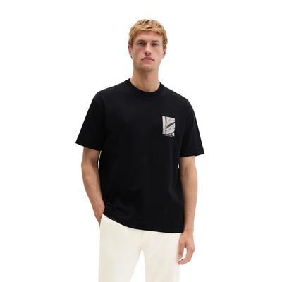 T-Shirt MARC O'POLO "mit saisonalem Rückenprint", Herren, Gr. XS, schwarz, Obermaterial: 100% Baumwolle, unifarben, relaxed fit, normaler Saum, Shirts T-Shirt