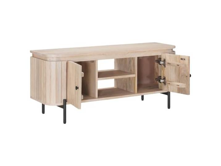 TV-Schrank mit Regal und Tür 105 x 30 x 45 cm Mango-Holz Massivholz Mango, Holzwerkstoff, geräumige Fächer, kompakt, Wohnzimmer, Studio, einfacher Aufbau