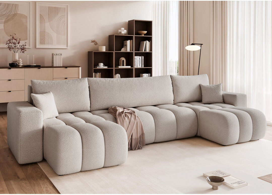 Metro 5 Seater Sofa Bed Grey 79cm H X 318cm W X 145cm D