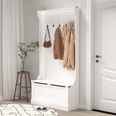 Ostweer Modern Style Coat Rack,Entryway Bench Standing, Hall Tree with Shoe Storage, Entryway Organizer with 5 Hooks