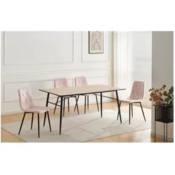 HTI-Living, Stühle, Esszimmerstuhl Mesa Eco Samt Rosa (4x)
