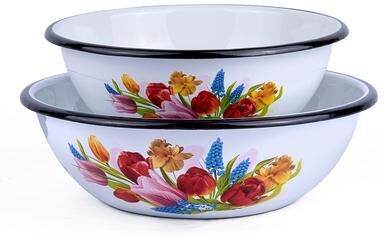 STP Goods Spring Bouquet Enamel on Steel Salad Bowl Set of 2