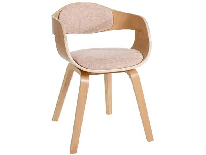 CLP Esszimmerstuhl ergonomisch Kingston,Lehnstuhl mit umlaufender Rückenlehne, Holzgestell belastbar bis 150 kg, Farbe: Natur/Creme
