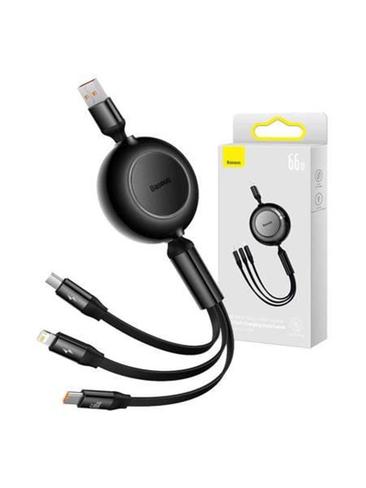 Baseus Bright Mirror 3 USB 3-in-1 cable for micro USB / USB-C / Lightning 66W / 2A 1.1m (Black) USB-Hubs - USB 2.0 - Schwarz
