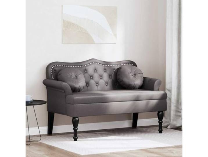 VIHHQGC Chesterfield Bank Grau 120,5 x 65 x 75 cm Kunstleder Kunstleder, Knopfheftung, gerollte Armlehnen, Schaumstoffpolster, Sperrholz, Gummiholzbeine, Wohnzimmer, Schlafzimmer