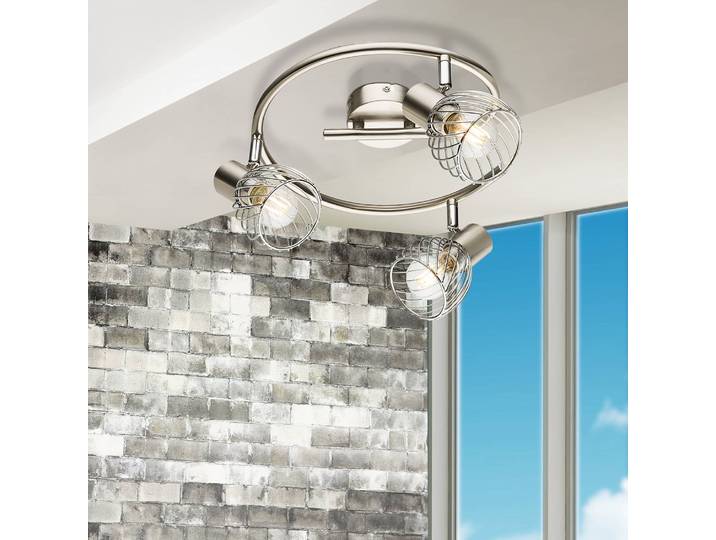 Plafonnier Texas I Ø 28cm Argenté Fer, laqué LED E14