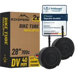 BikePeak 2x Fahrradschlauch Makaluptis City 28 Zoll DV-40mm 28/47-622/635 - 2er Set