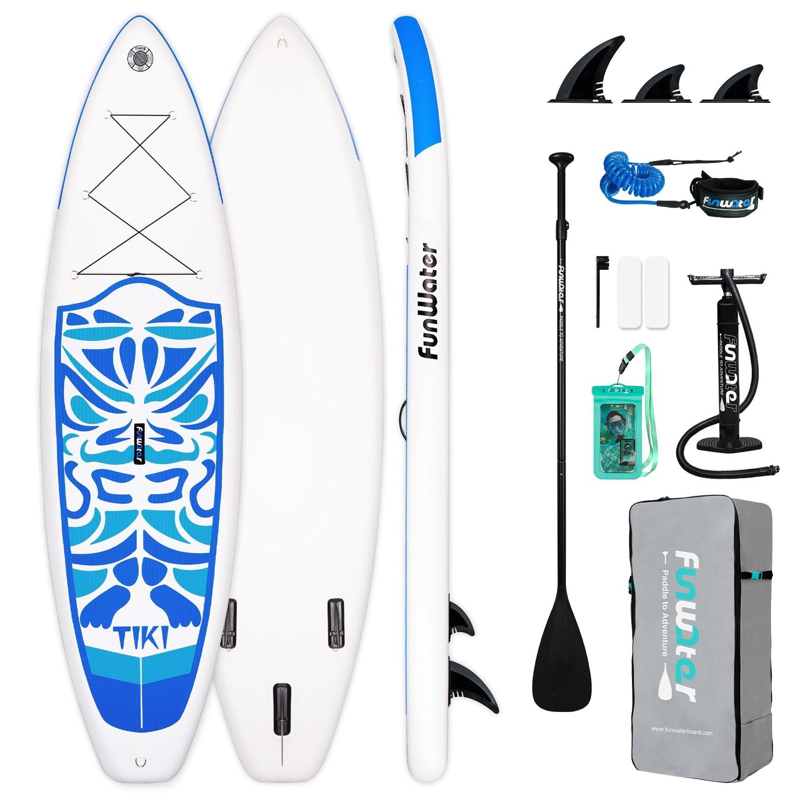 Aufblasbares Stand Up Paddle Board mit Paddel und Rucksack