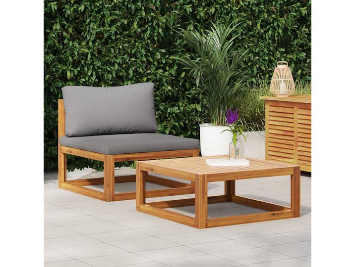 vidaXL 2-tlg. Garten-Sofagarnitur mit Auflage Massivholz Akazie