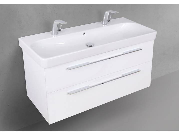 Badmöbelset Shape 120 cm inkl. Geberit Smyle Square Doppelwaschtisch mit Unterschrank