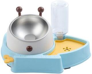Snug & Styled Adjustable Comfort Cat Feeding Bowl Set With Slow Eat Design blue