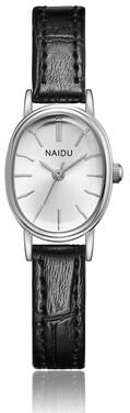Fashion Sheath Timeless Elegance: Minimalist Oval Watch For Women With Slim Leather Strap silver