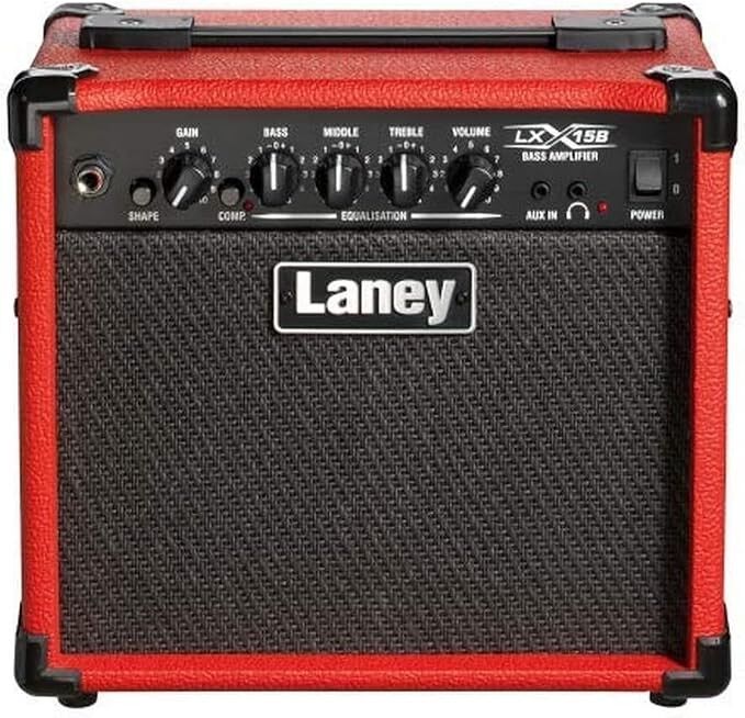 Laney LX15B Bass Amp 15W Portable Practice Guitar Amplifier - Red