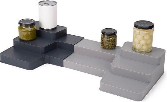 Moderne uitbreidbare meerlagige organizer in zwart of grijs van kunststof
