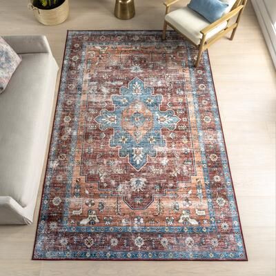 Nuloom Stefania SplashGuard Bold Medallion Machine Washable Area Rug
