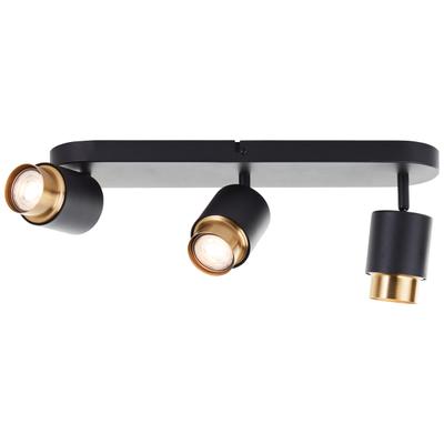 BRILLIANT Deckenstrahler "Covelo", schwarz (sand schwarz, matt goldfarben), 3, H: 15cm, 1 Stk., Leuchten, GU10, 3000 K, dimmbar, schwenkbar, schwarz goldfarben, Deckenstrahler