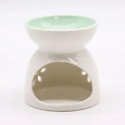 Classic White Oil Burner - Floral with Teal Well