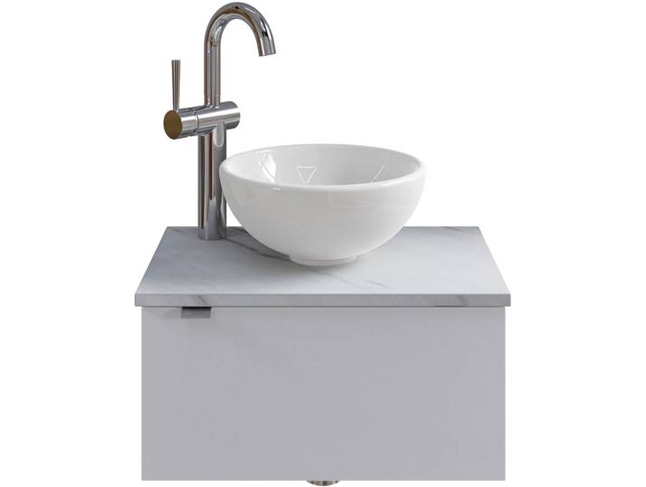 Waschtisch SAPHIR Serie 6915 Waschschale mit Unterschrank für Gästebad, Gäste WC , weiss (weiß glanz, marmor weiß, weiß glanz), B:51cm H:39,8cm T:35cm, Waschtische, Waschtisch, 51 cm breit, 1 Tür, Waschtischplatte, kleine Bäder, ohne Armatur