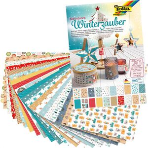 Folia Motivpapier 49049 Winterzauber, 24 x 34 cm, 270 g/m², einseitig bedruckt, 20 Motive, 20 Blatt