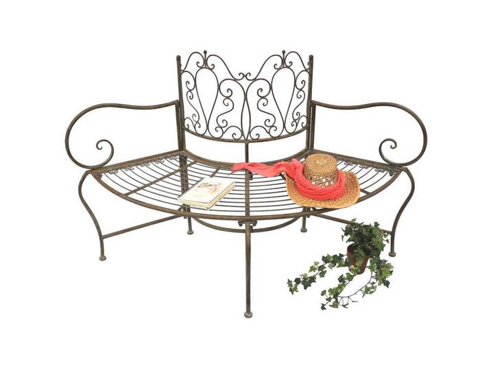 DanDiBo Dandibo Baumbank Metall wetterfest Braun 135 cm 3-Sitzer halbrund Jc112287 Gartenbank Rundbank, Grün, 135x86x45 cm, Gartenmöbel, Gartenbänke