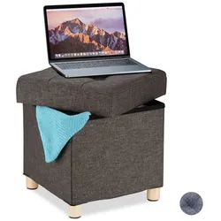 Relaxdays Sitzhocker mit Stauraum Braun,Hellbraun