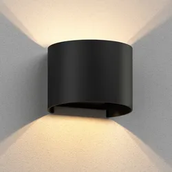 ledscom.de Wandleuchte RUNEL für außen, schwarz, IP65, Up & Downlight + LED Lampe max. 485lm, warmweiß