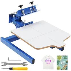 VEVOR Siebdruckpresse T-Shirt Siebdruckmaschine 1 Farbe + 1 Station, T-Shirtpresse, Hitzepresse Transferpresse DIY Ausrüstung Drucker, Textildruck Kleidung, Kissenbezüge, Gepäckstücke usw.