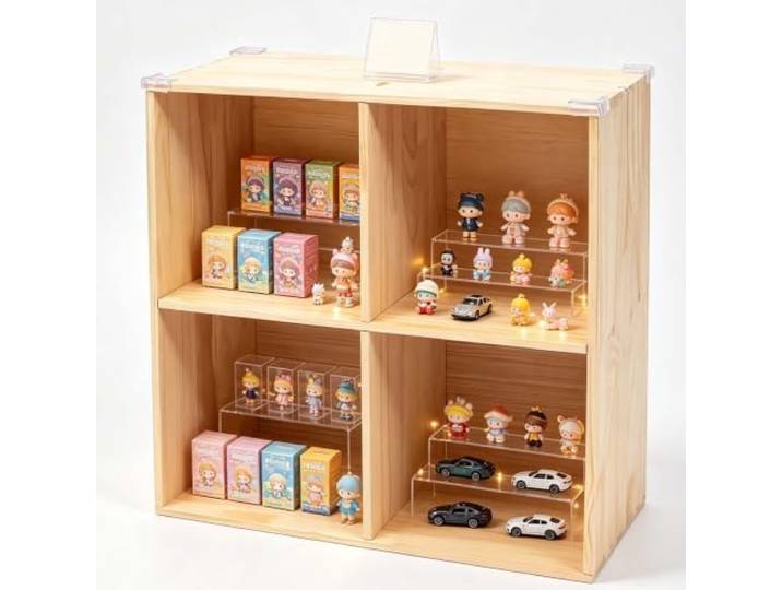 Aufbewahrungsmöbel, Freistehendes Bücherregal Aus Massivholz Kinderzimmer Und Babyzimmer, Vitrine Für Bücher, Spielzeug, Pflanzen, Studentenwohnheim, Wohnzimmer, Zapfenverbindung(4 Cube)