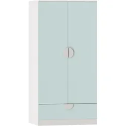 En.Casa, Kinderkleiderschrank, Kinderkleiderschrank Sandnes mit Schublade 123x60x40 cm Mintgrün (60 x 40 x 123 cm)